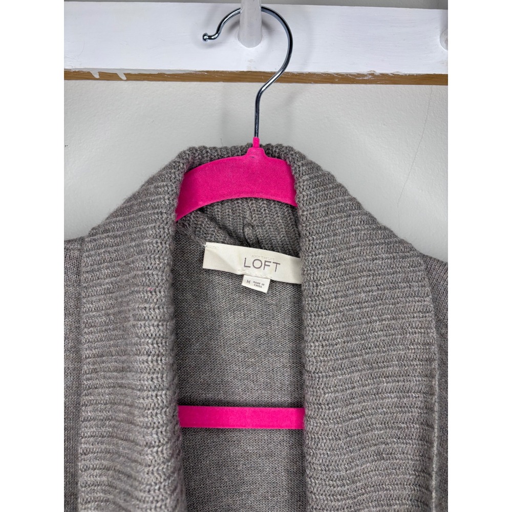 LOFT Open Front Poncho Cardigan‎ Brown Knit Womens Medium Cozy Layer - Picture 2 of 5